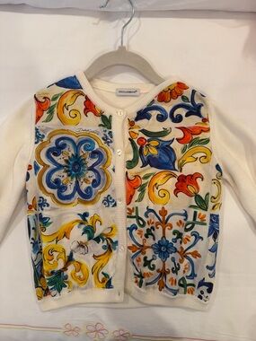 Girls Dolce & Gabbana Majolica Cardigan - Multicolor T4